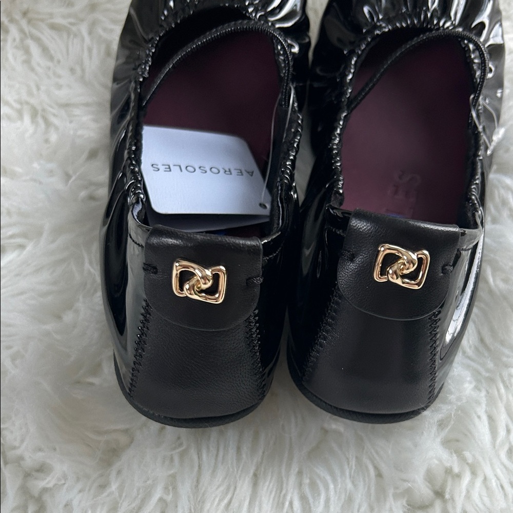 AEROSOLES Shiny Black Flats - Picture 3 of 6